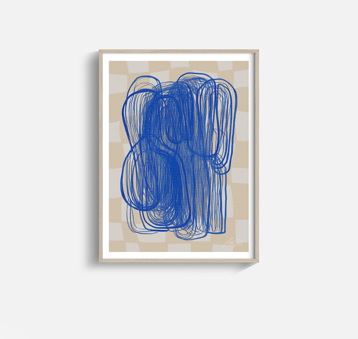 Blue Tangle – Painterly Modern Abstract Wall Art in Cobalt and Sand