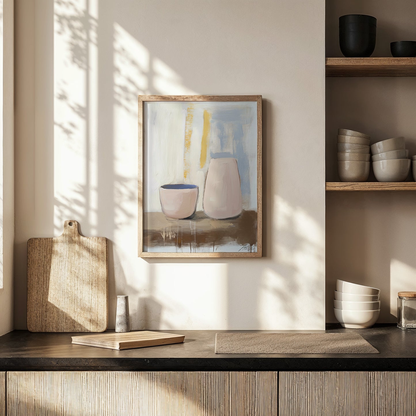 Ceramic Study No. 1 – Neutral Pottery Wall Art with Painterly Brushwork