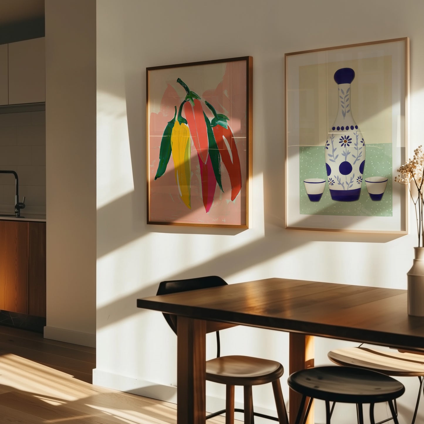 Hot Bunch – Bold Chili Pepper Wall Art in Painterly Pop Tones