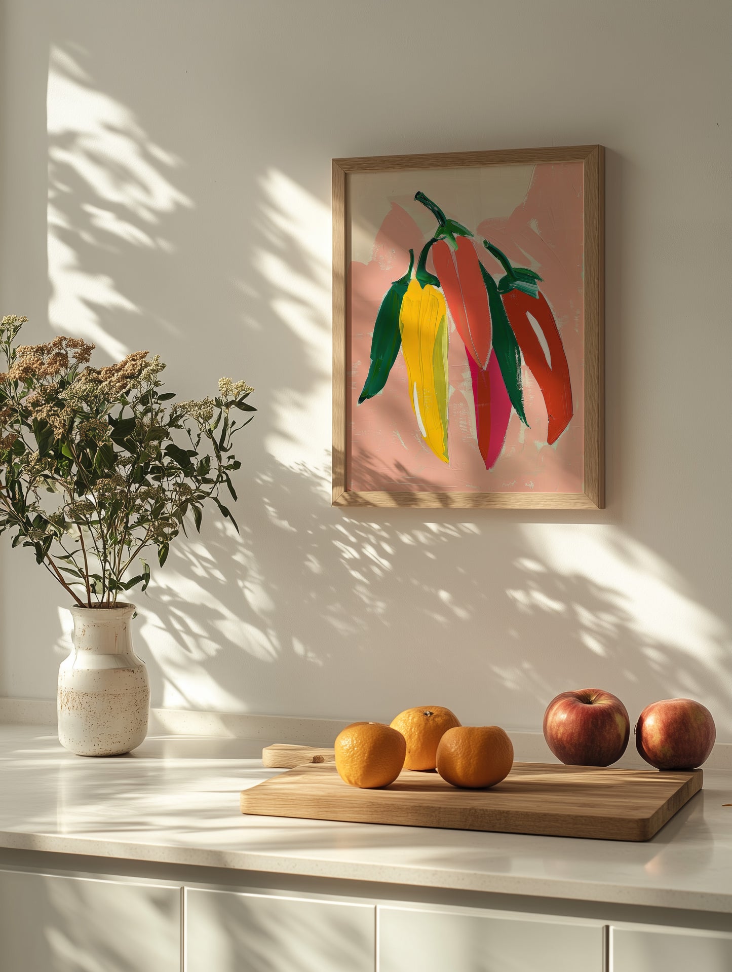 Hot Bunch – Bold Chili Pepper Wall Art in Painterly Pop Tones