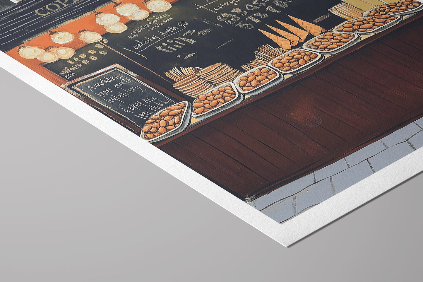 Copenhagen Street Nuts Print – Warm European Market Wall Art for Kitchen or Café