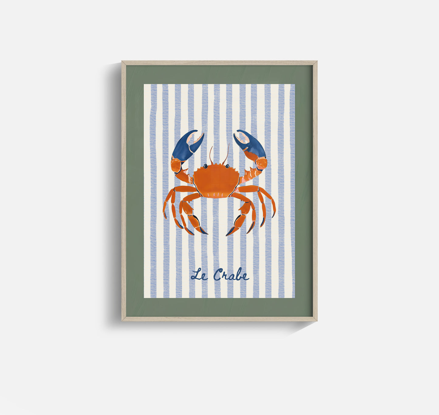 Le Crabe – Nautical Kitchen Print with French Stripes and Crab