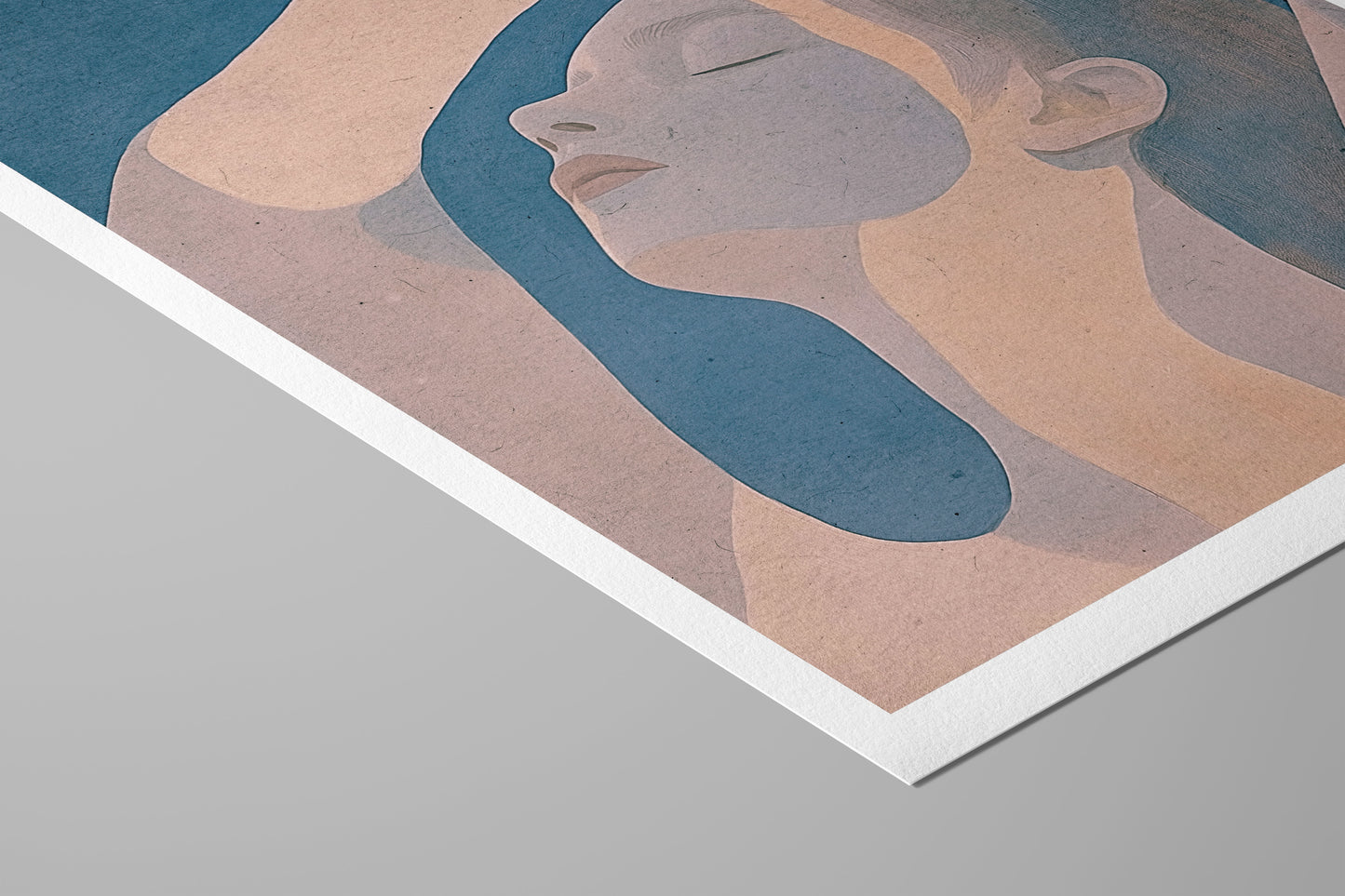 Fade to Blue – Abstract Minimalist Portrait in Dusty Blue and Blush