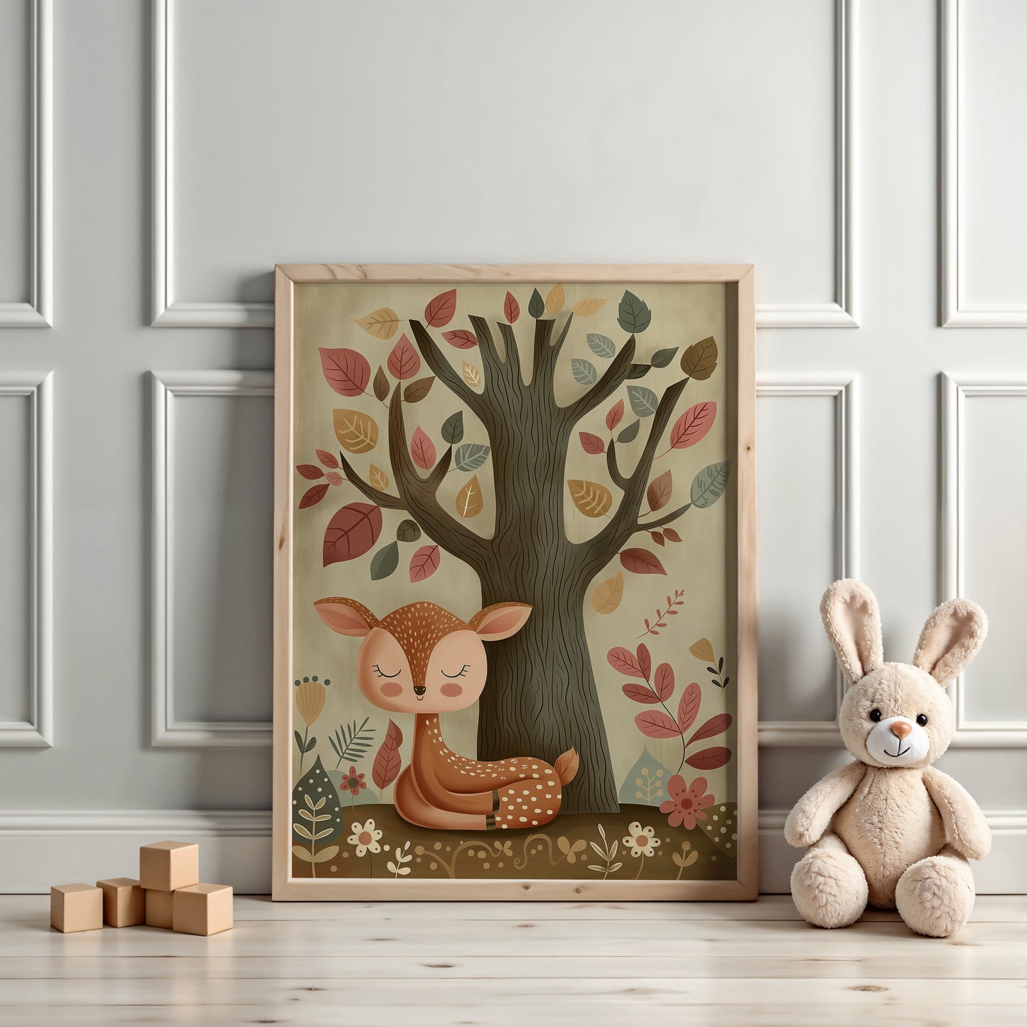 Autumn Fawn – Cozy Woodland Deer Nursery Print
