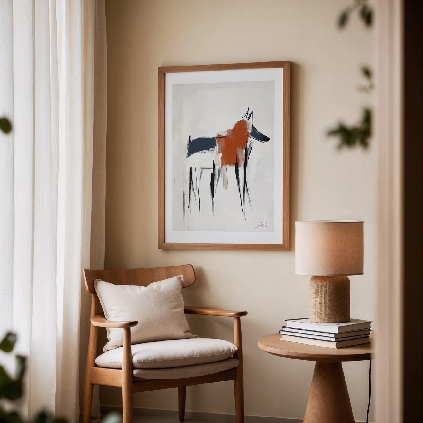 Fenrir – Abstract Nordic Wolf Print in Rust and Charcoal
