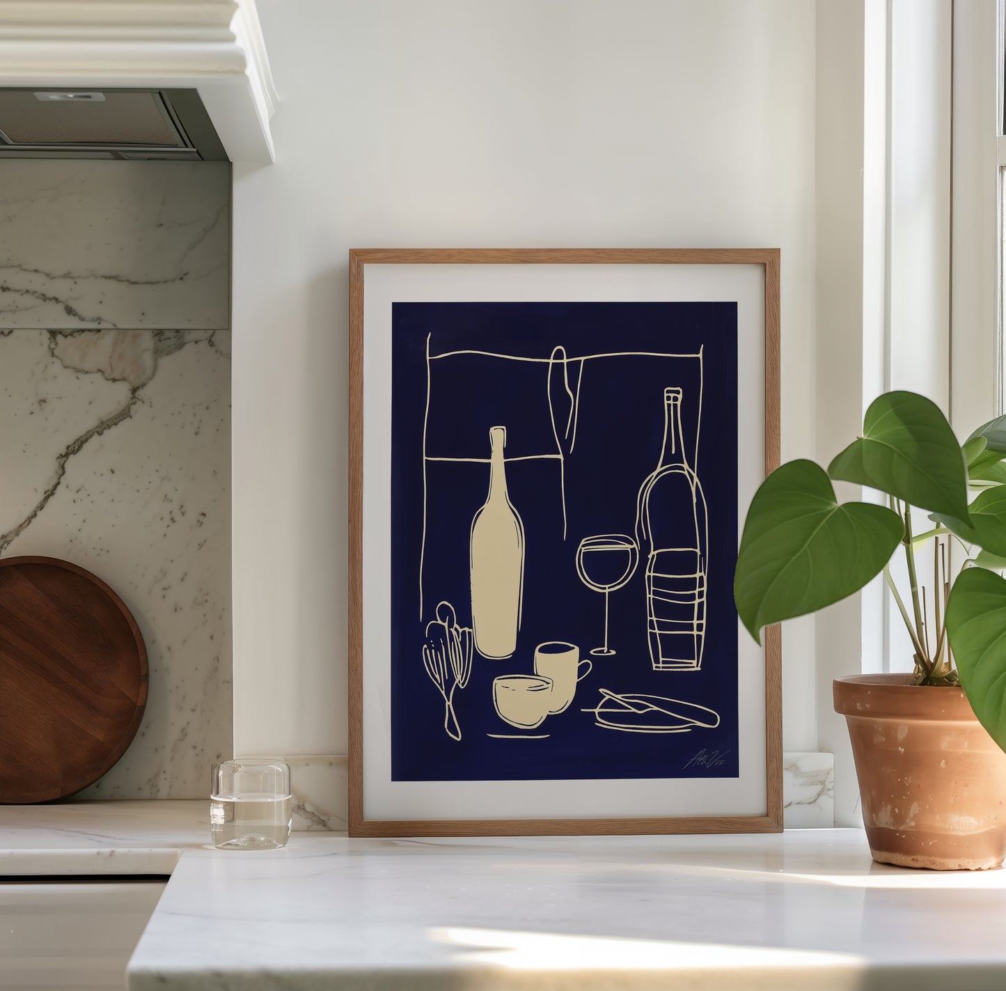 Kitchen Lines – Minimalist One-Line Art Print for Culinary Spaces