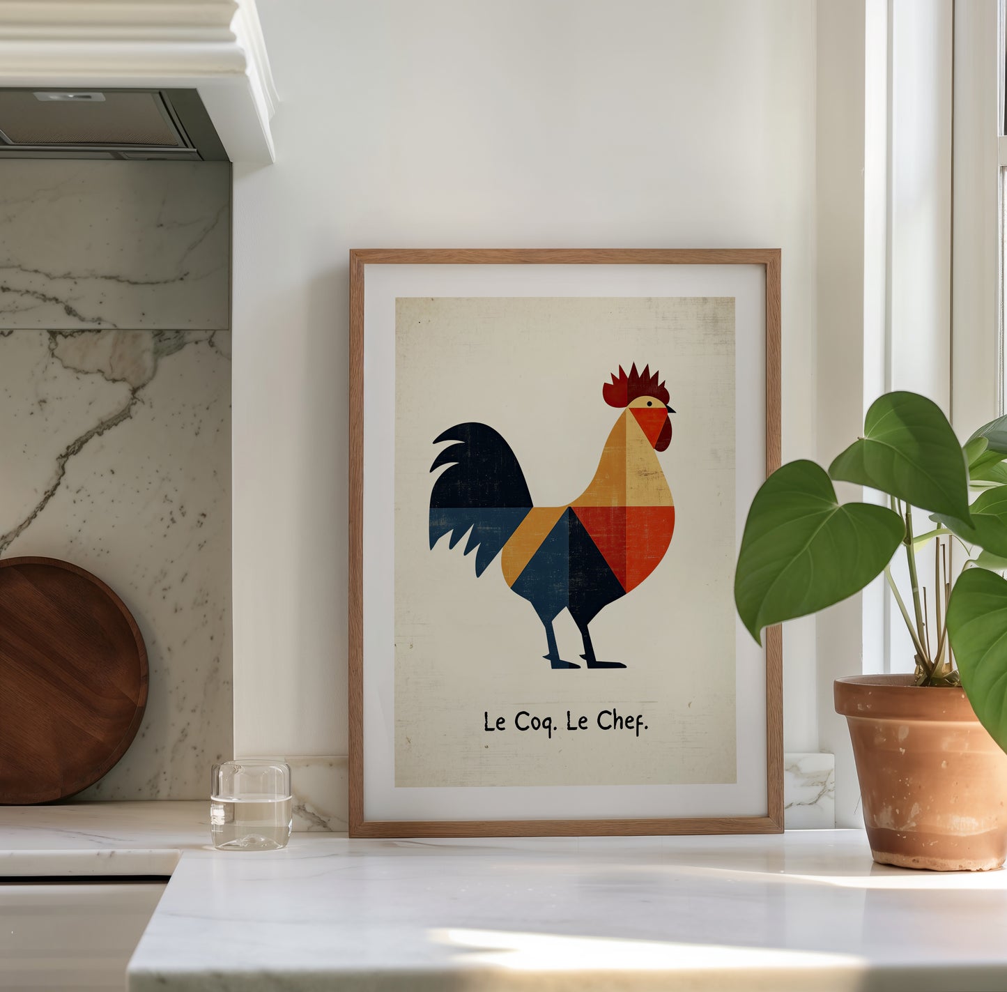 Le Coq. Le Chef. – Modern French Bistro Rooster Art Print for Kitchen or Dining