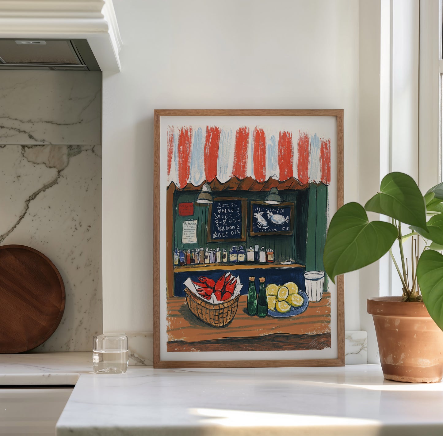 Lobster Shack Coastal Food Stand Print – Nautical Seafood Wall Art for Kitchen or Dining Room
