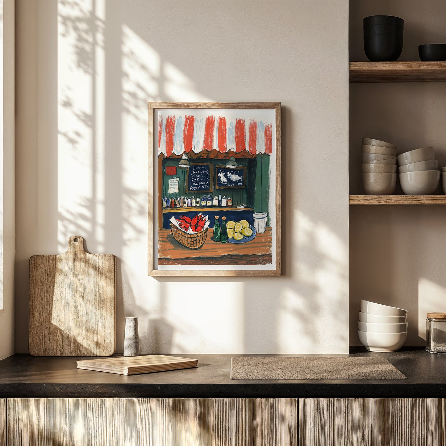 Lobster Shack Coastal Food Stand Print – Nautical Seafood Wall Art for Kitchen or Dining Room