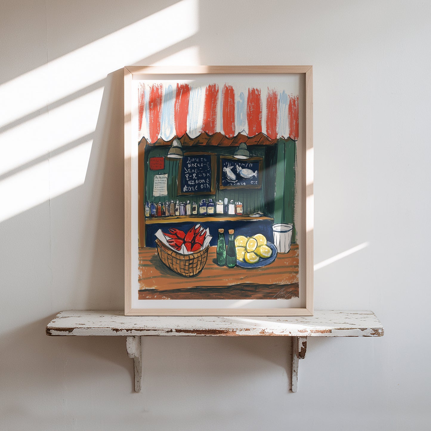 Lobster Shack Coastal Food Stand Print – Nautical Seafood Wall Art for Kitchen or Dining Room