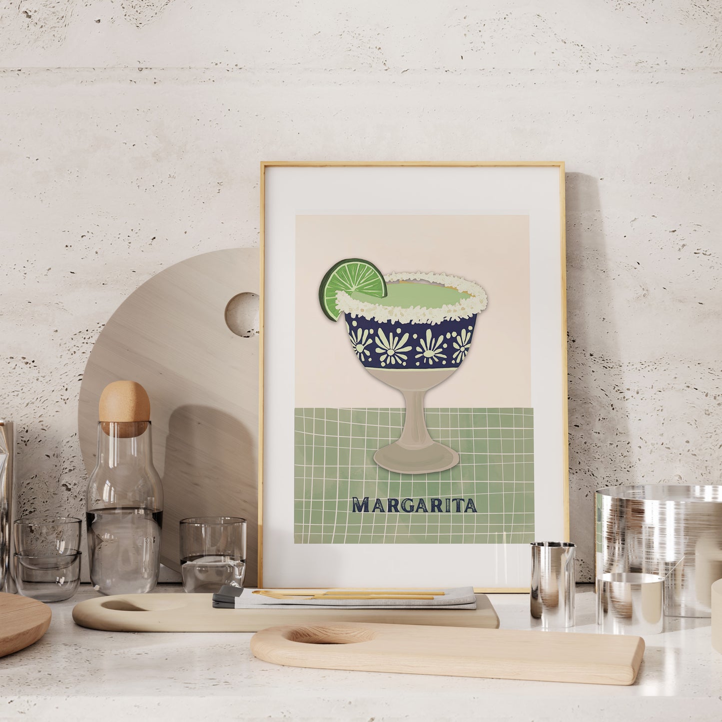 Salt and Rim – Playful Margarita Cocktail Art Print with Talavera Flair