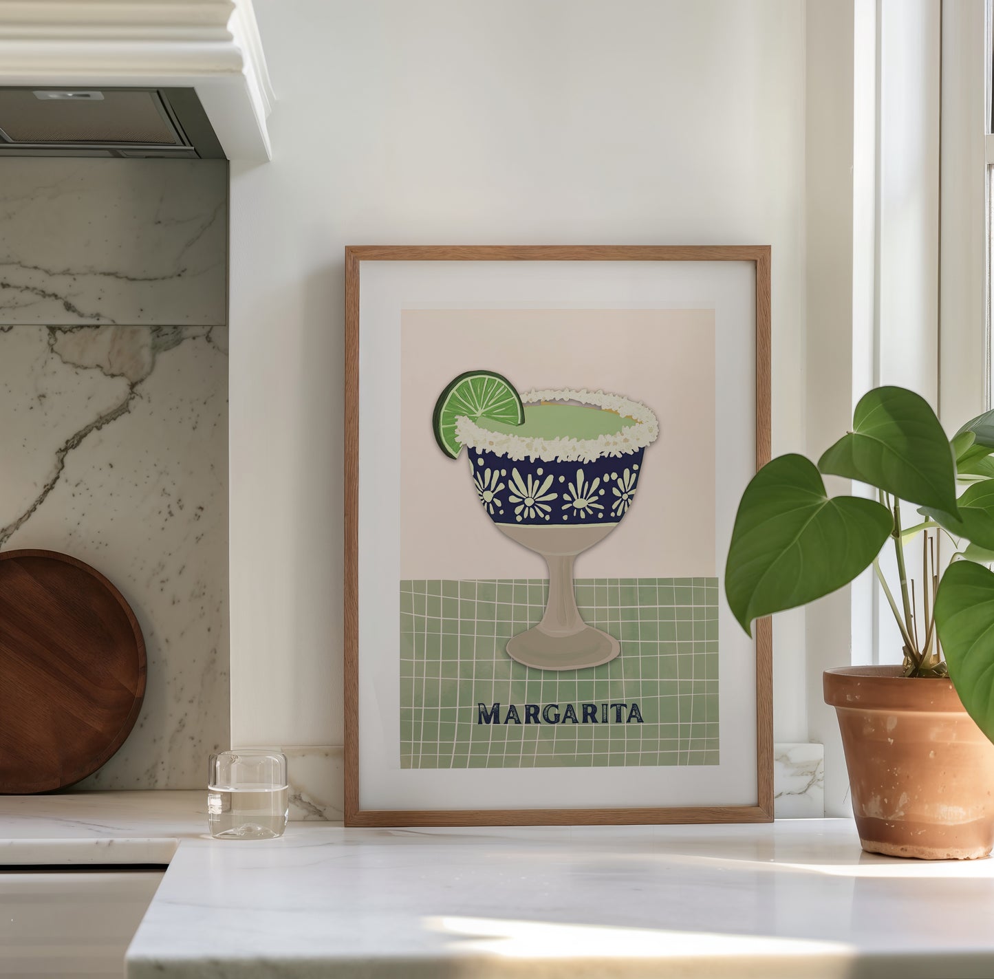 Salt and Rim – Playful Margarita Cocktail Art Print with Talavera Flair