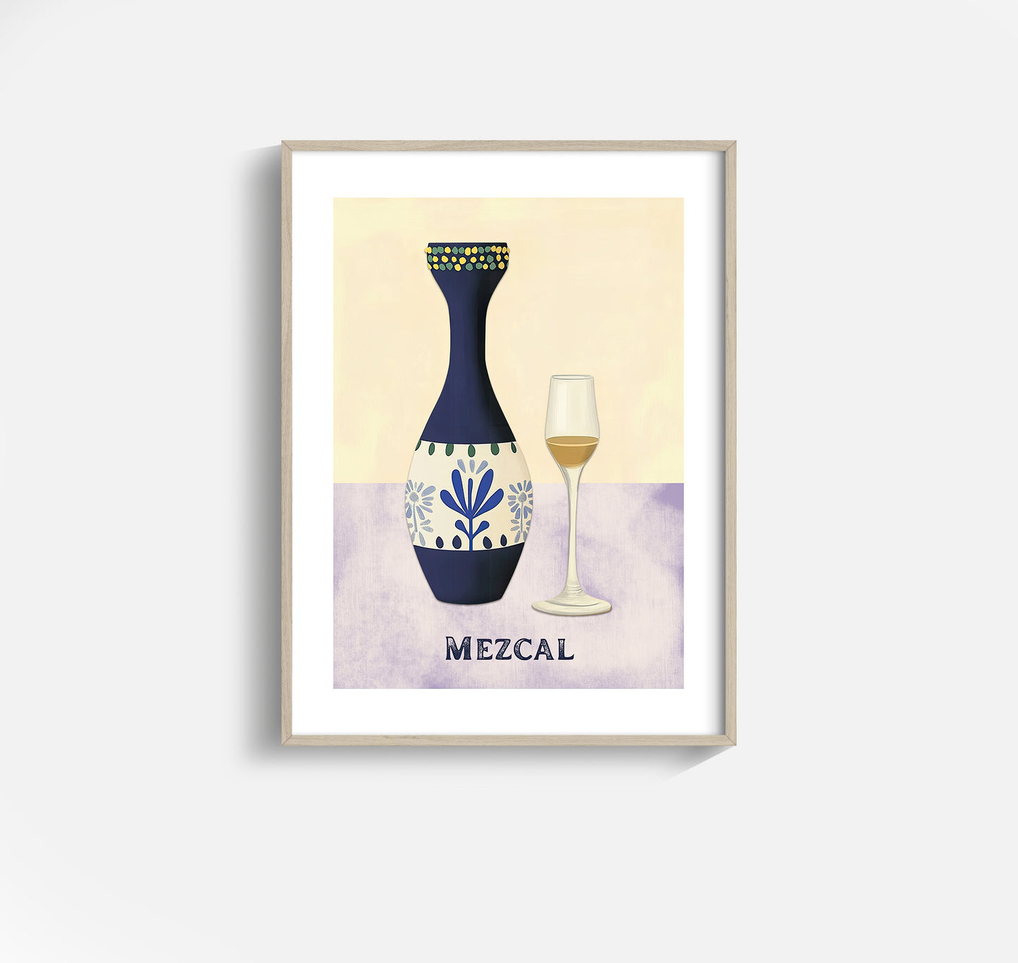 Smoky Ritual – Mezcal Bottle and Copita Wall Art in Talavera Style