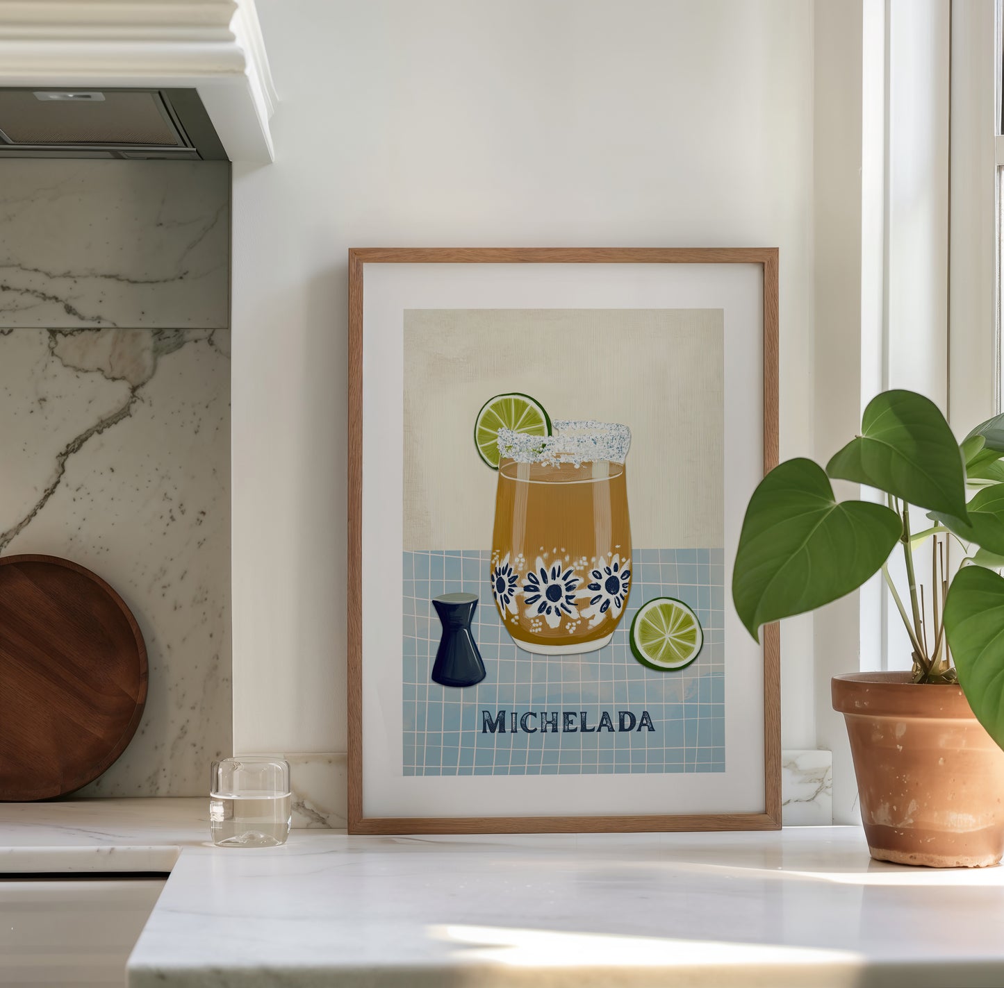 Zesty Chill – Michelada Cocktail Print with Lime and Salt Rim
