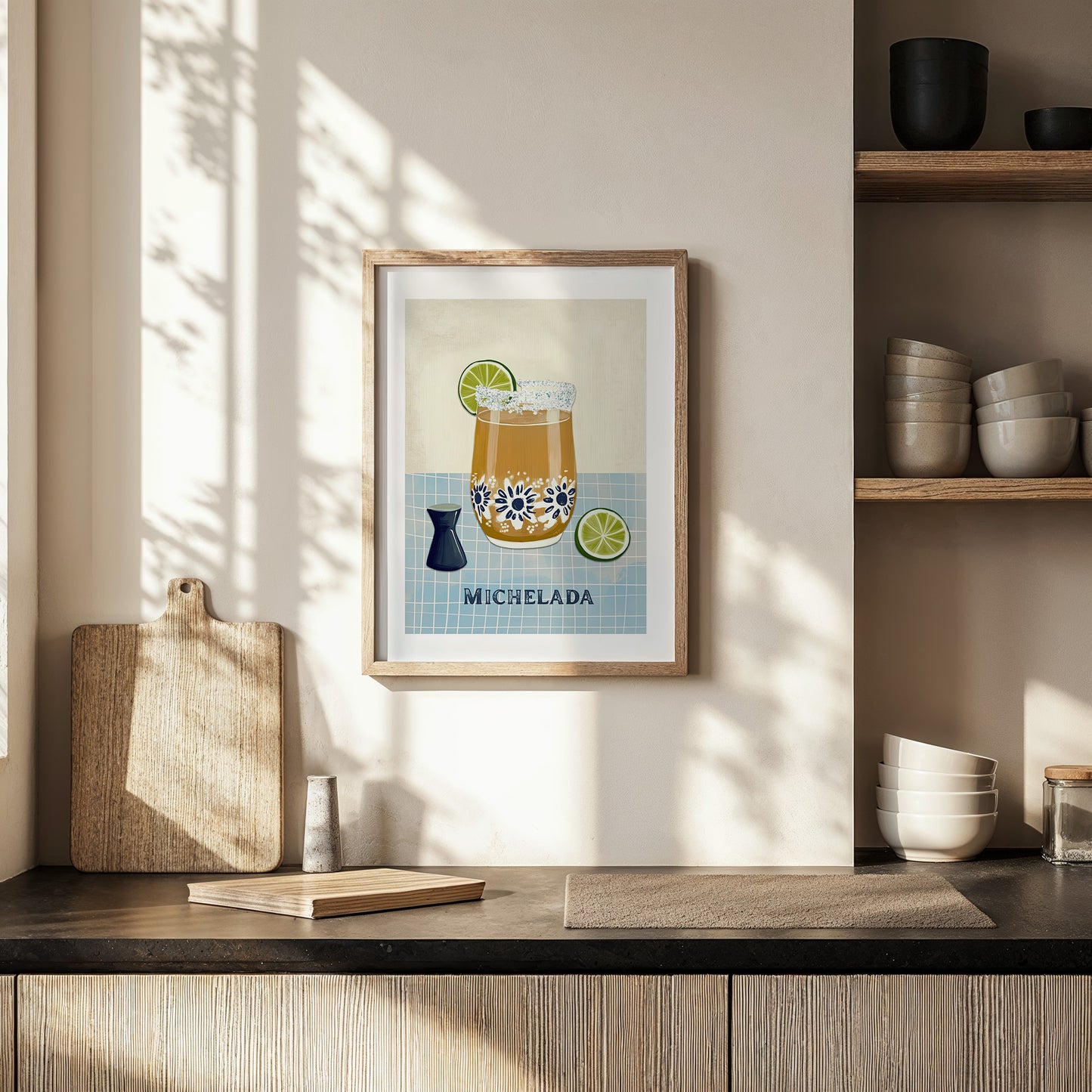 Zesty Chill – Michelada Cocktail Print with Lime and Salt Rim