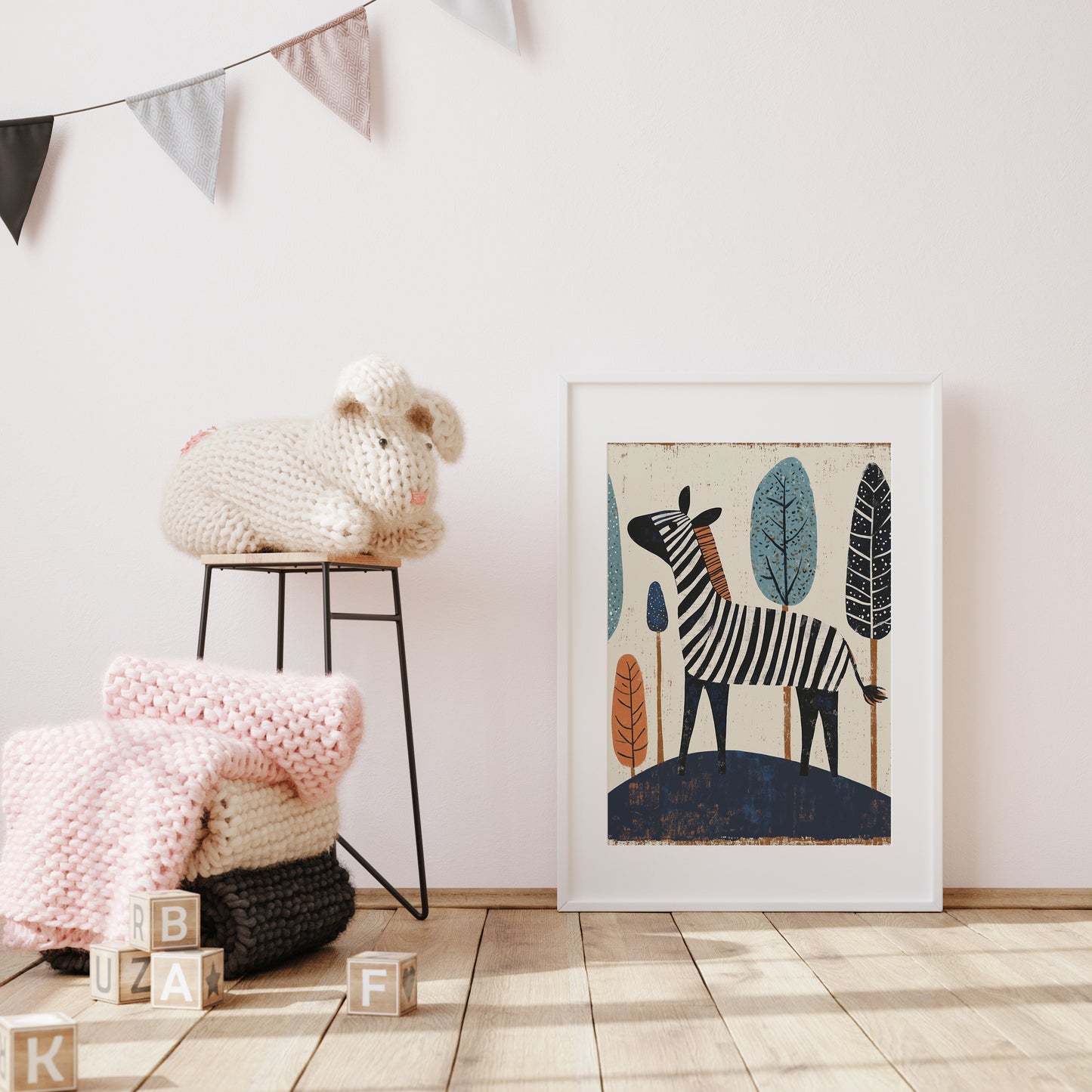 Whimsical Zebra – Scandinavian Animal Nursery Wall Art Print