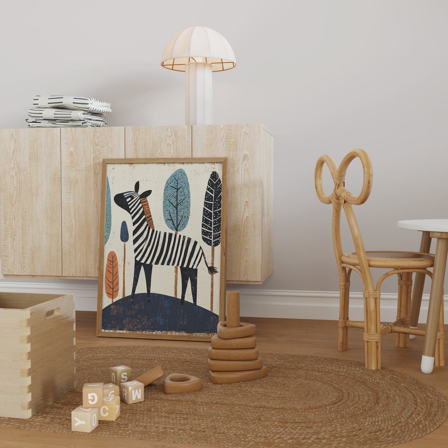 Whimsical Zebra – Scandinavian Animal Nursery Wall Art Print