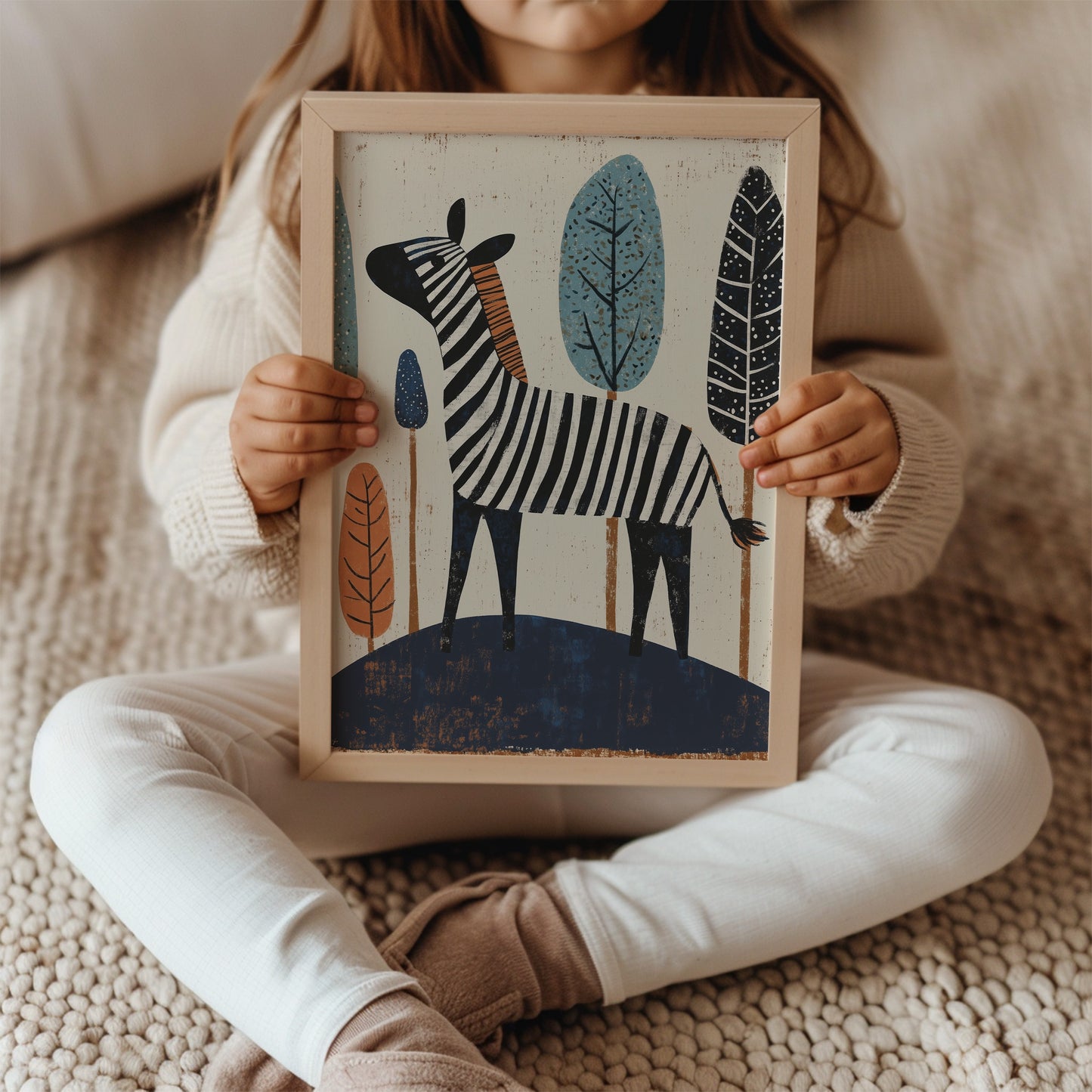 Whimsical Zebra – Scandinavian Animal Nursery Wall Art Print