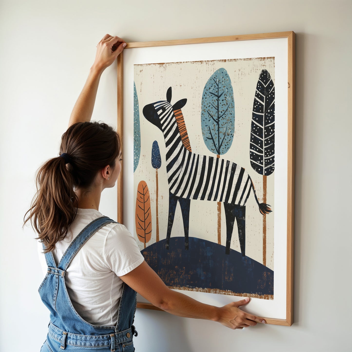 Whimsical Zebra – Scandinavian Animal Nursery Wall Art Print