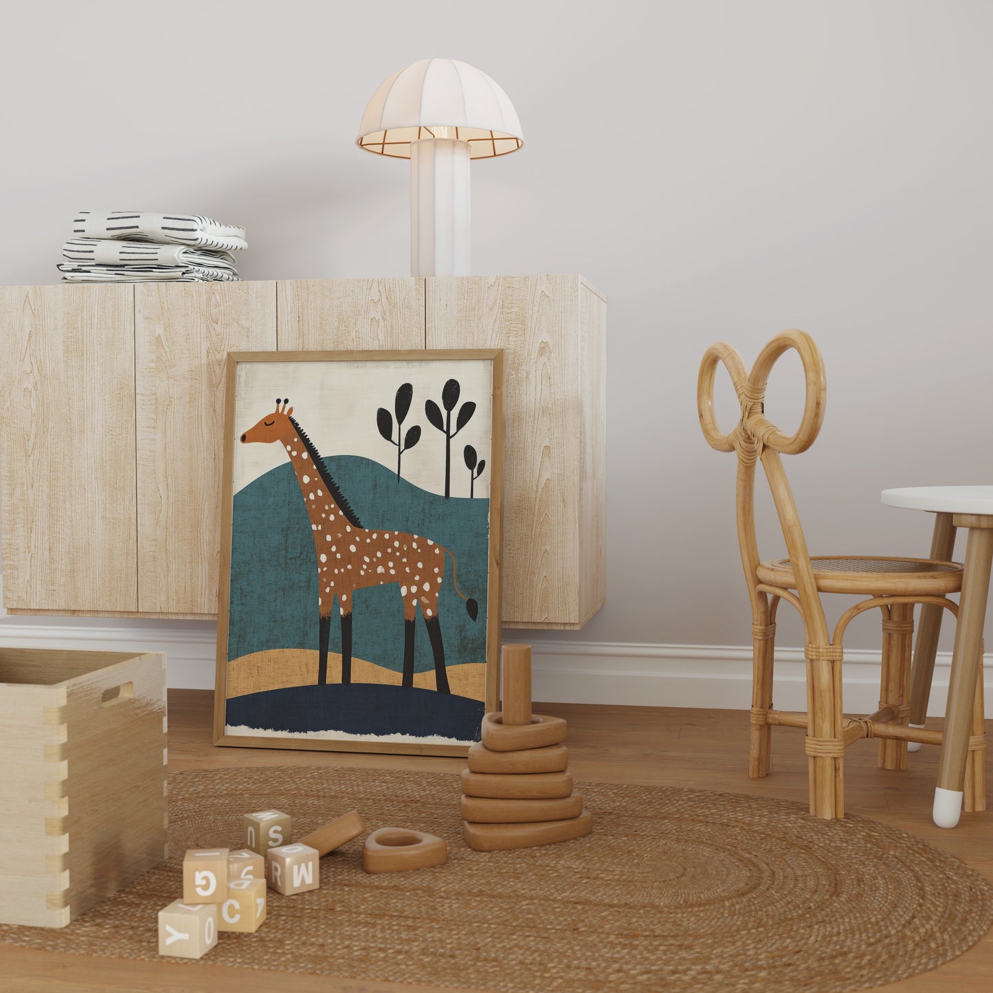 Giraffe in the Hills – Modern Safari Animal Wall Art for Kids Room