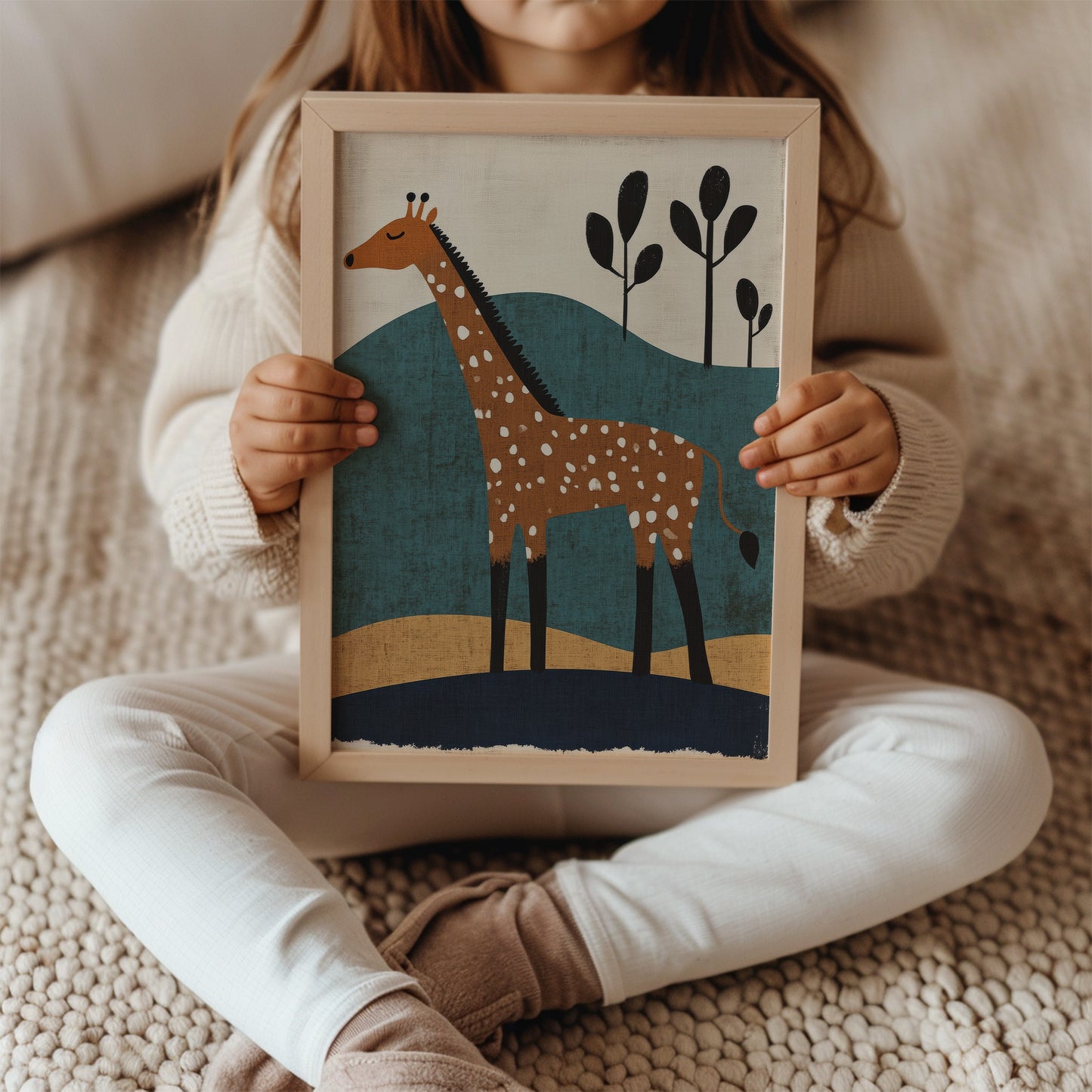 Giraffe in the Hills – Modern Safari Animal Wall Art for Kids Room