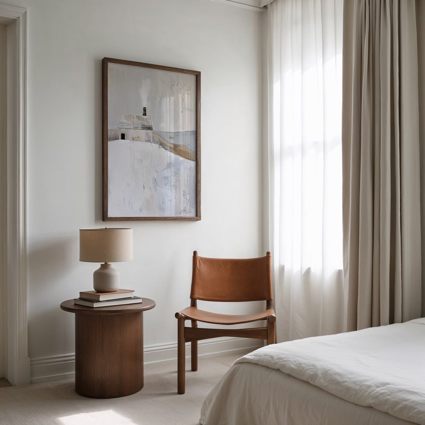 Nordic Cabin – Minimalist Winter Landscape in Soft Neutrals