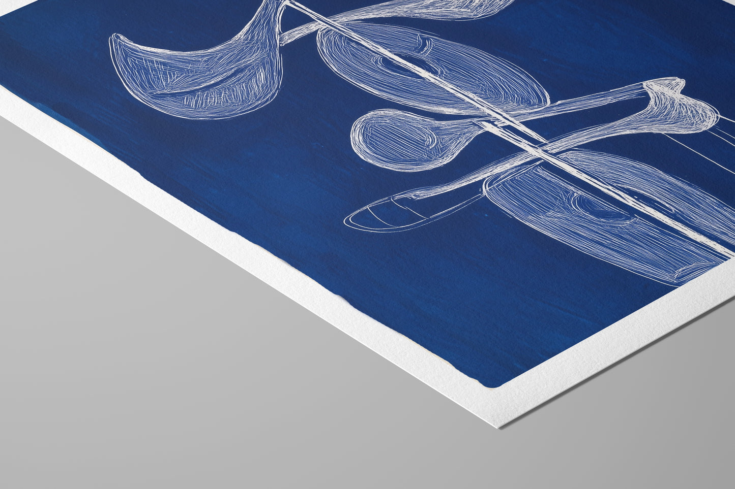 Norse Totem – Abstract Vertical Motif in Indigo and White