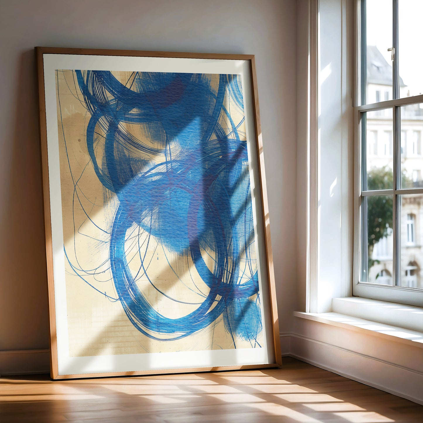 Northern Vortex – Bold Blue Abstract Scandinavian Print