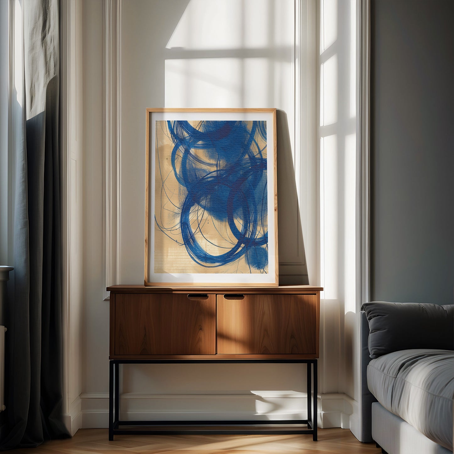Northern Vortex – Bold Blue Abstract Scandinavian Print