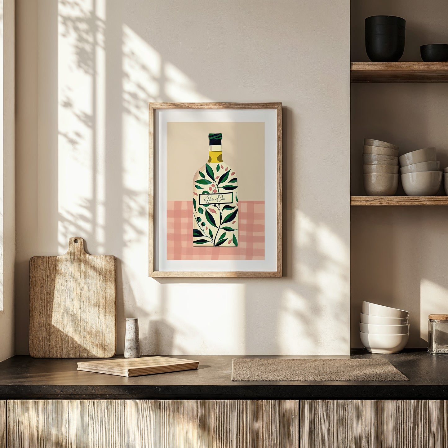 AOVE – Olive Oil Kitchen Print with Botanical Bottle Design