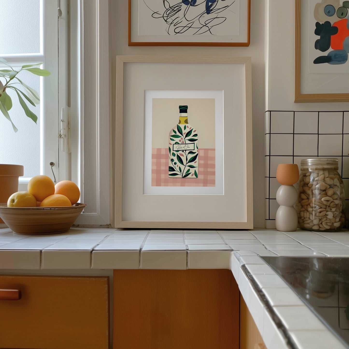 AOVE – Olive Oil Kitchen Print with Botanical Bottle Design
