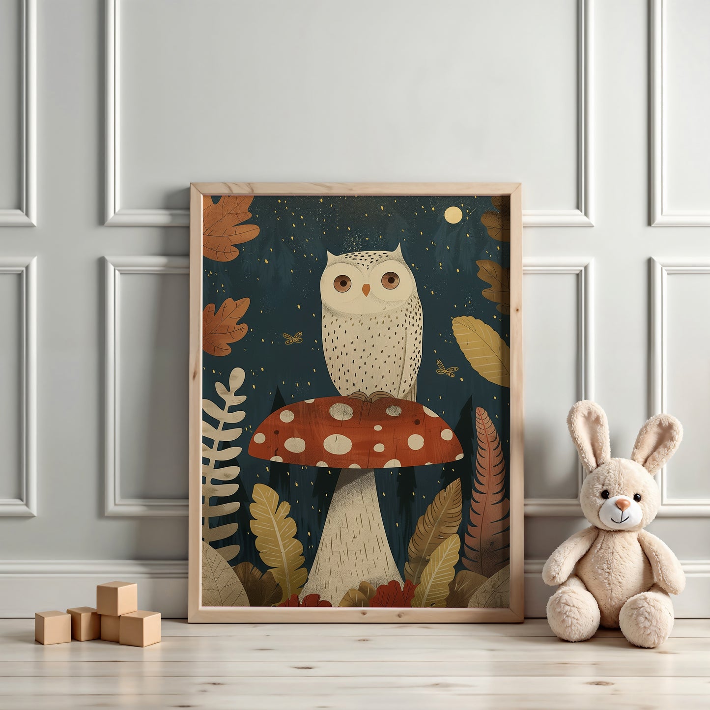 Whimsical Owl – Woodland Nursery Wall Art for Kids Room or Nature-Themed Nursery