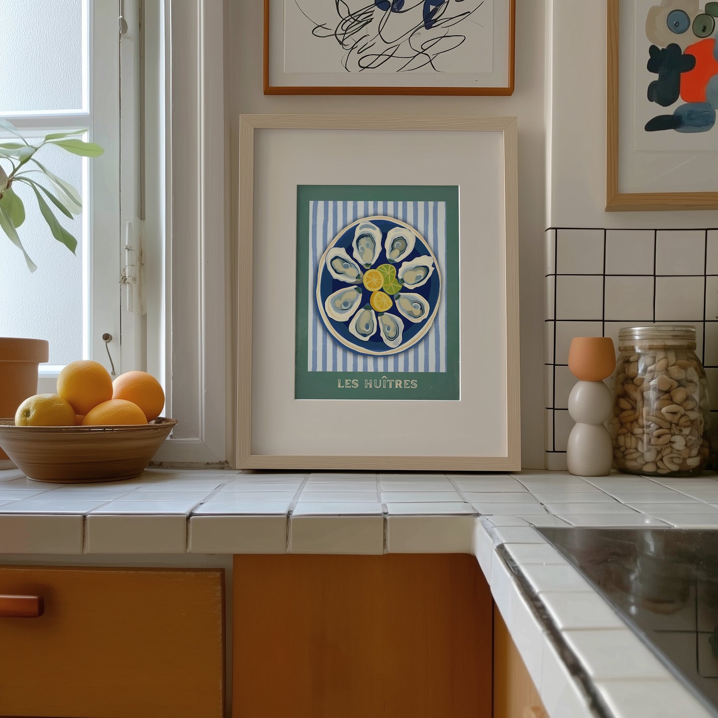 Les Huîtres – French Coastal Oyster Wall Art with Lemon & Lime