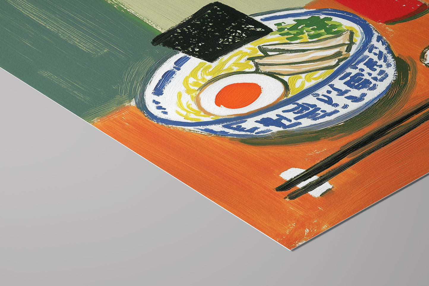Ramen Noodle Art Print – Japanese Soup Bowl Illustration with Egg and Chopsticks