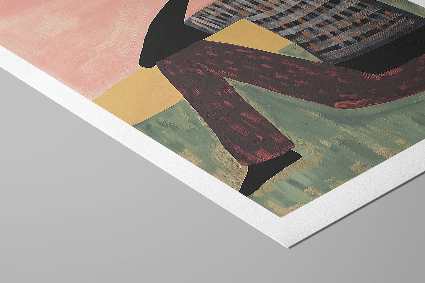 Quiet Weight – Modern Figurative Wall Art in Rose, Gold and Black