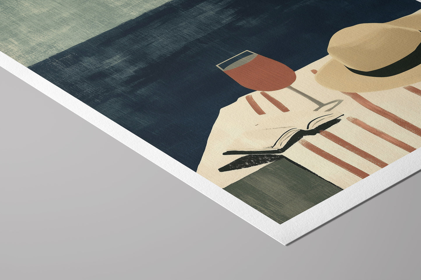 Coastal Minimalist Art Print – Wine at the Beach Modern Illustration