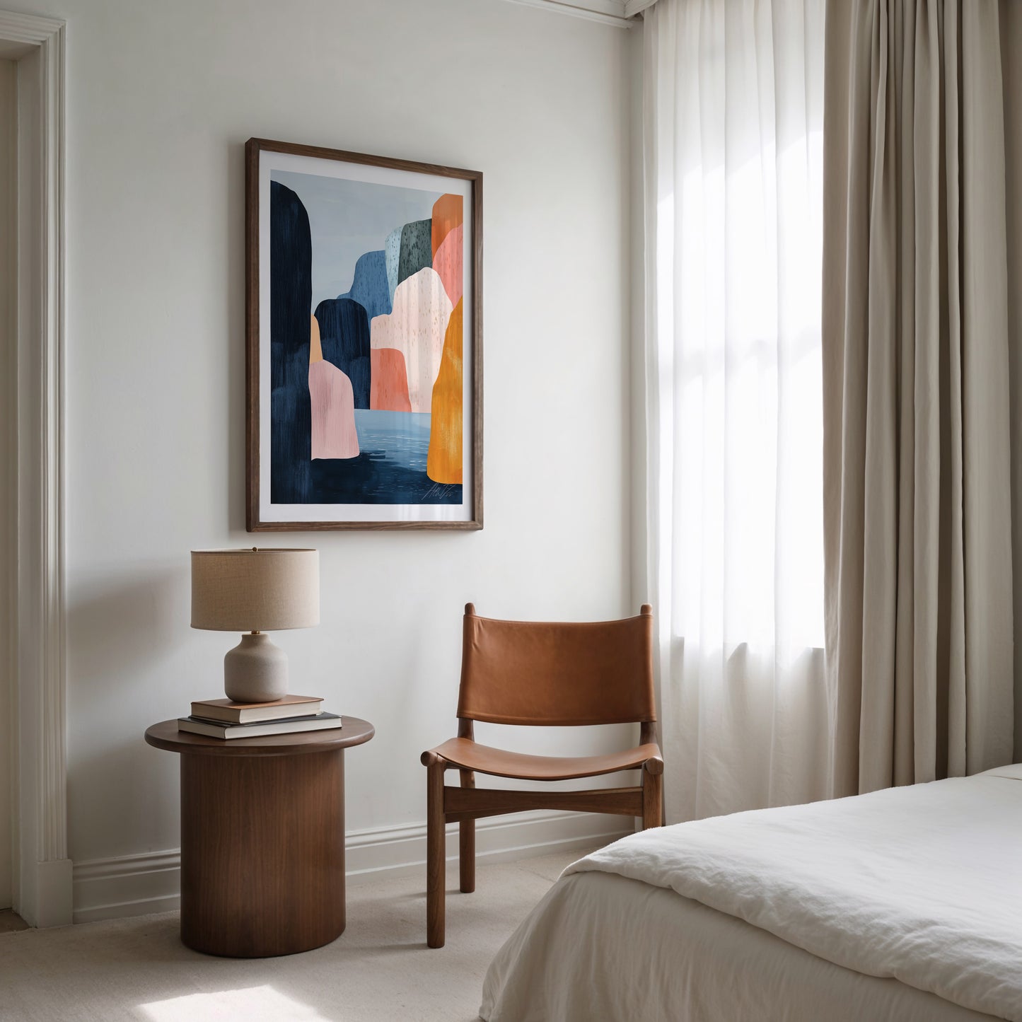 Shifting Fjords – Modern Nordic Landscape Wall Art in Color Blocks