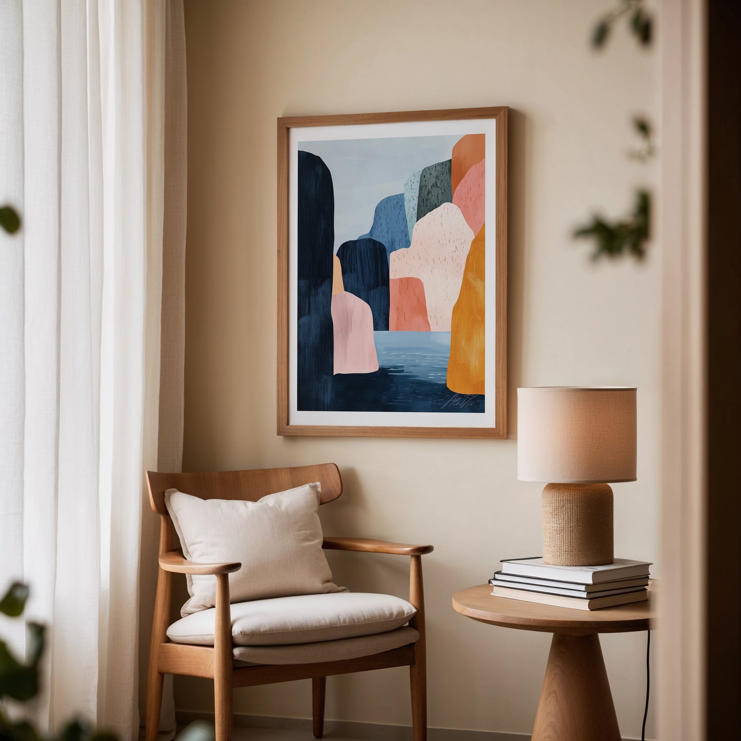 Shifting Fjords – Modern Nordic Landscape Wall Art in Color Blocks