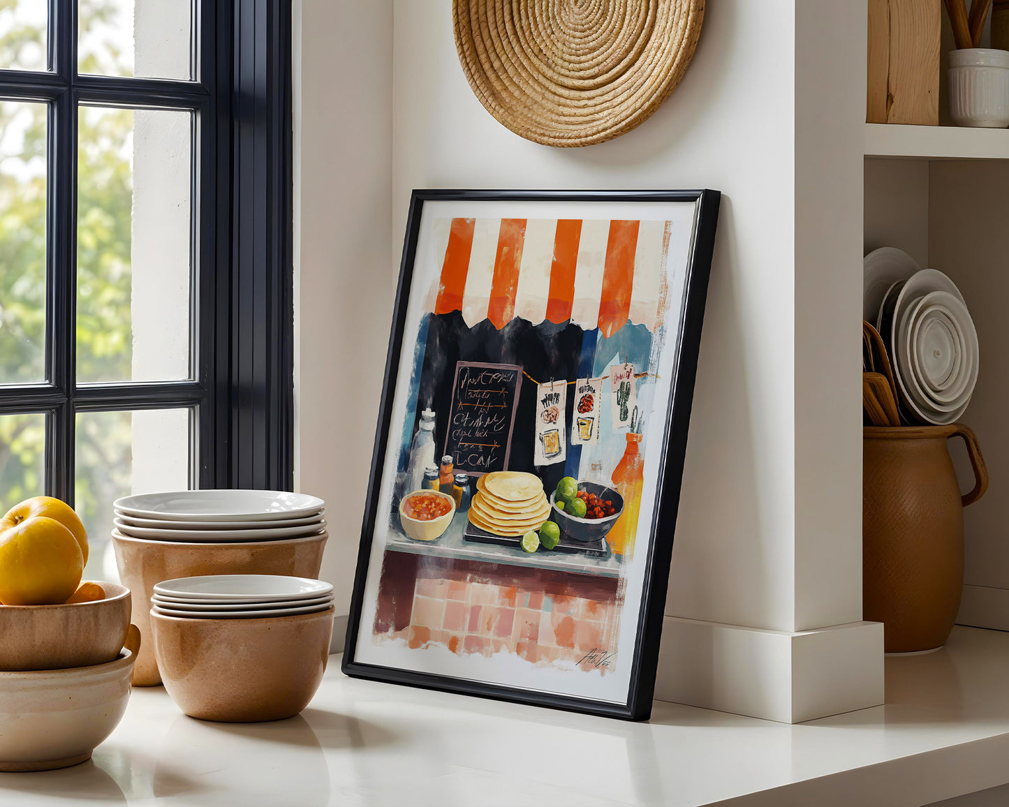 Mexican Taco Stand Wall Art – Colorful Street Food Print