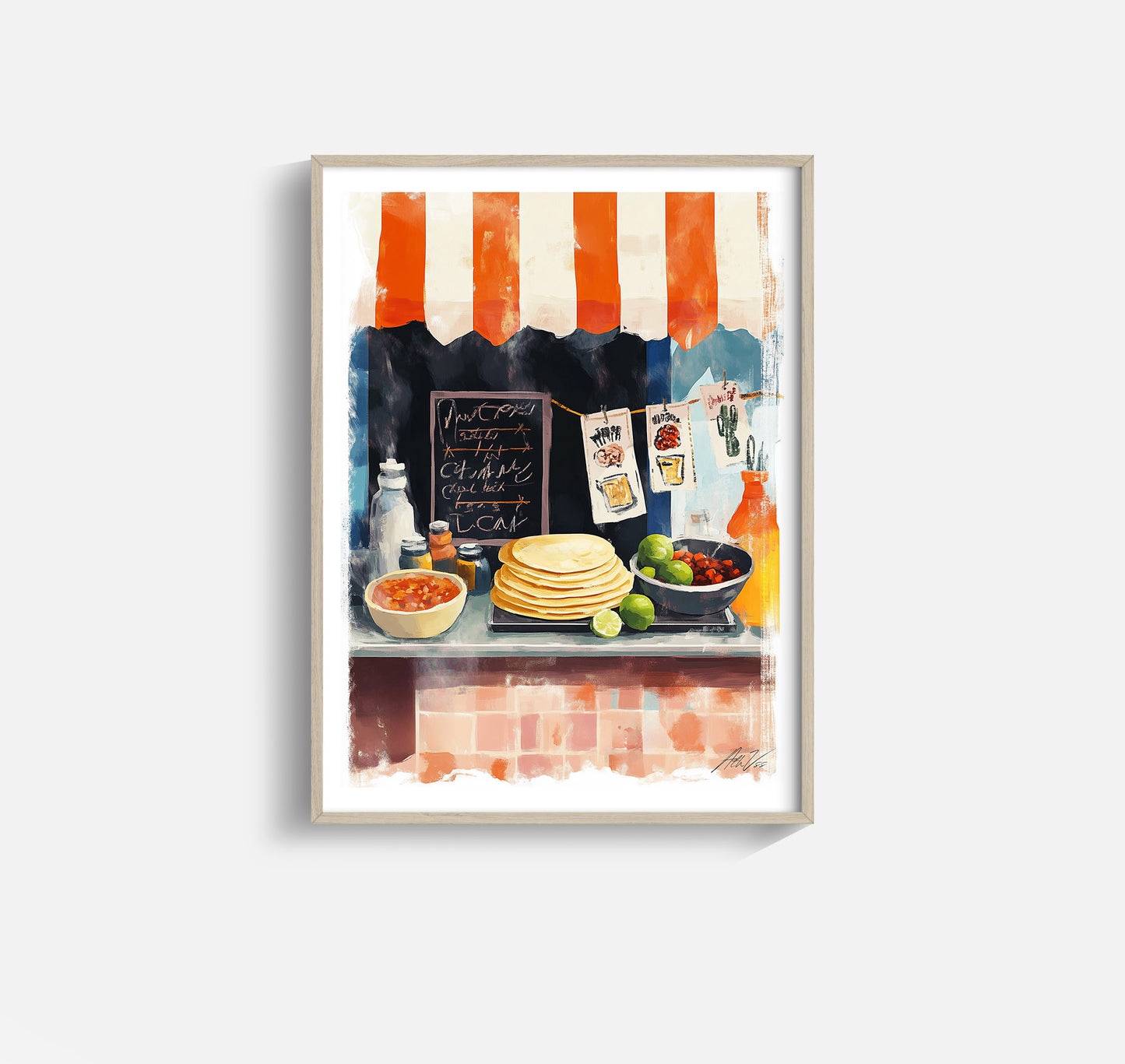 Mexican Taco Stand Wall Art – Colorful Street Food Print