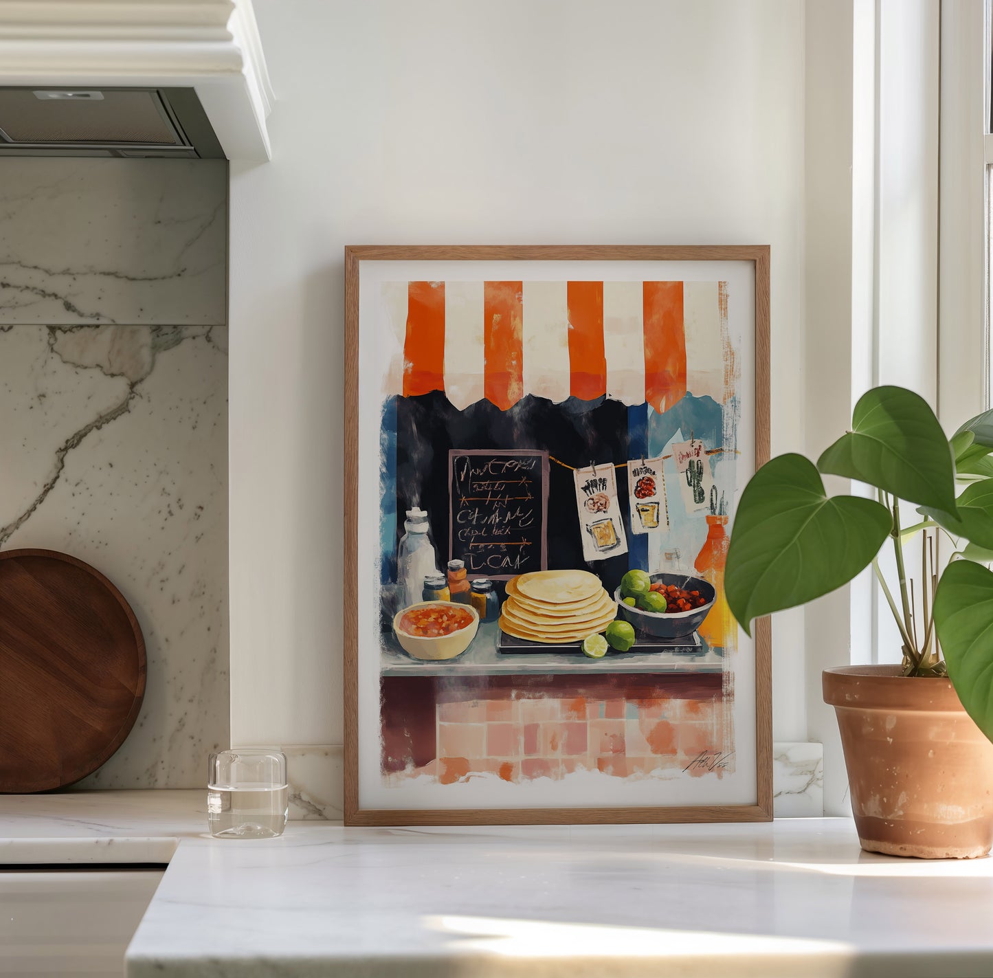 Mexican Taco Stand Wall Art – Colorful Street Food Print