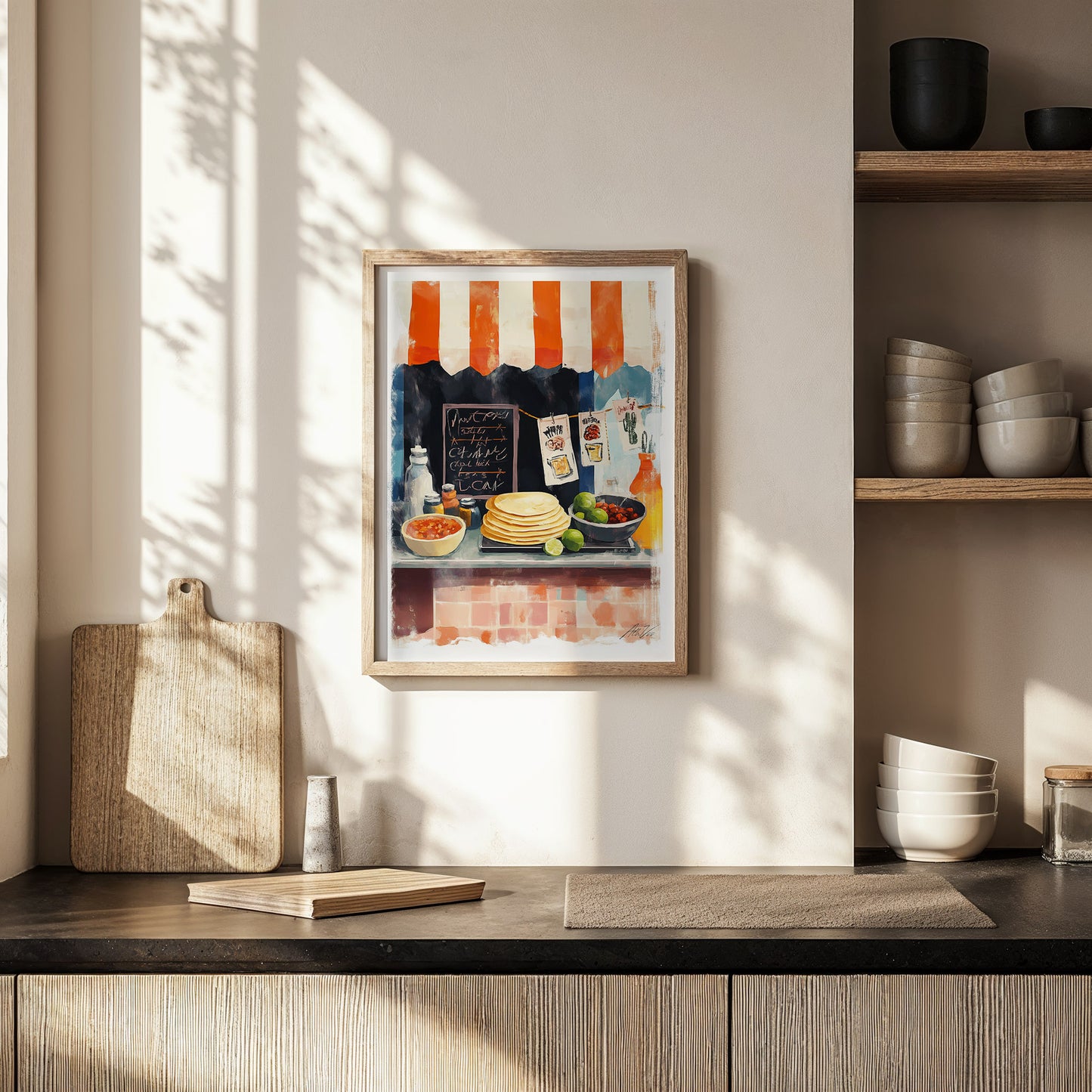 Mexican Taco Stand Wall Art – Colorful Street Food Print