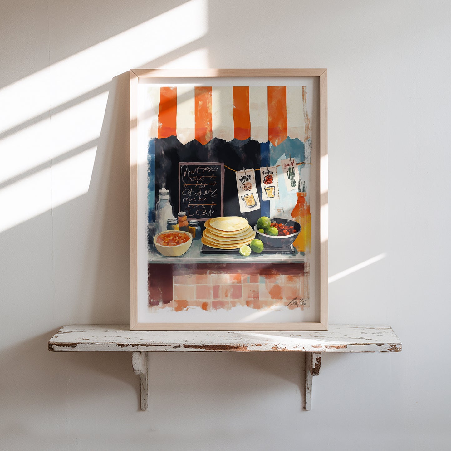 Mexican Taco Stand Wall Art – Colorful Street Food Print