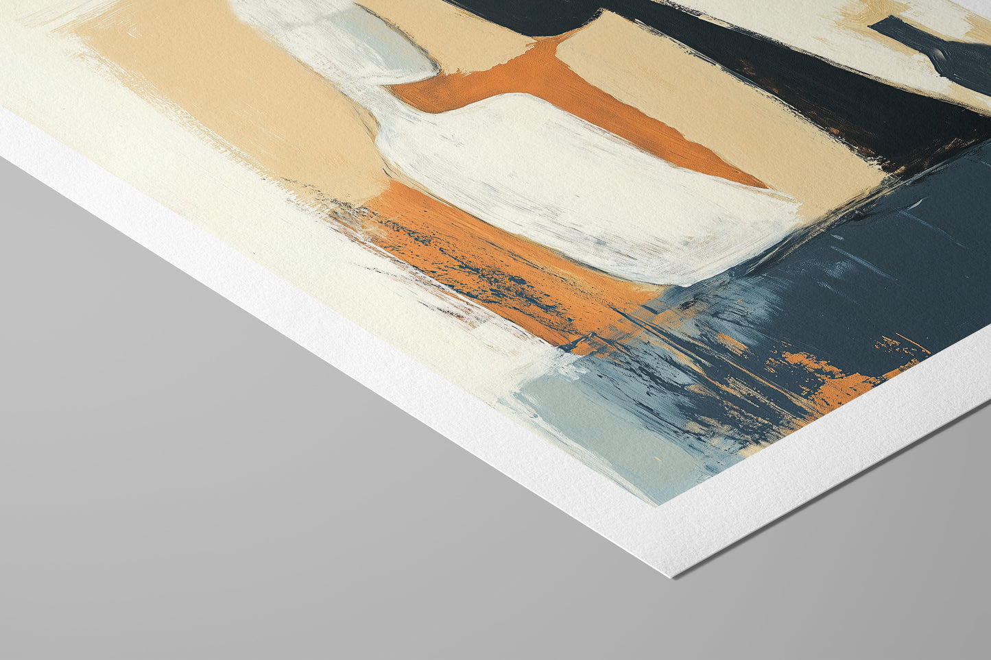 The Visitor – Abstract Figurative Painting in Ochre, Black and Blue