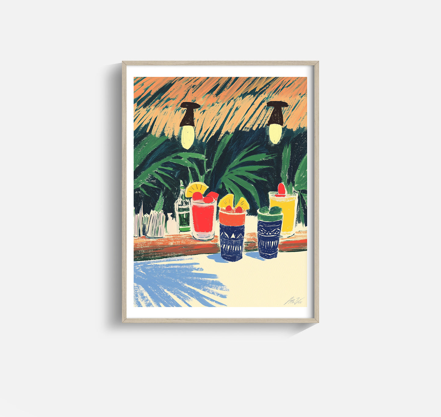 Tropical Cocktail Art Print – Tiki Bar Drink Illustration Festive Summer Vibe