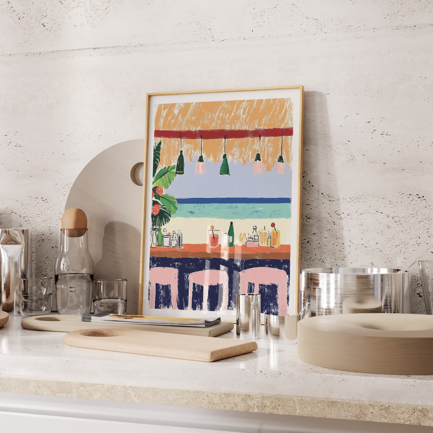 Beach Bar Wall Art – Tropical Coastal Drink Stand Print