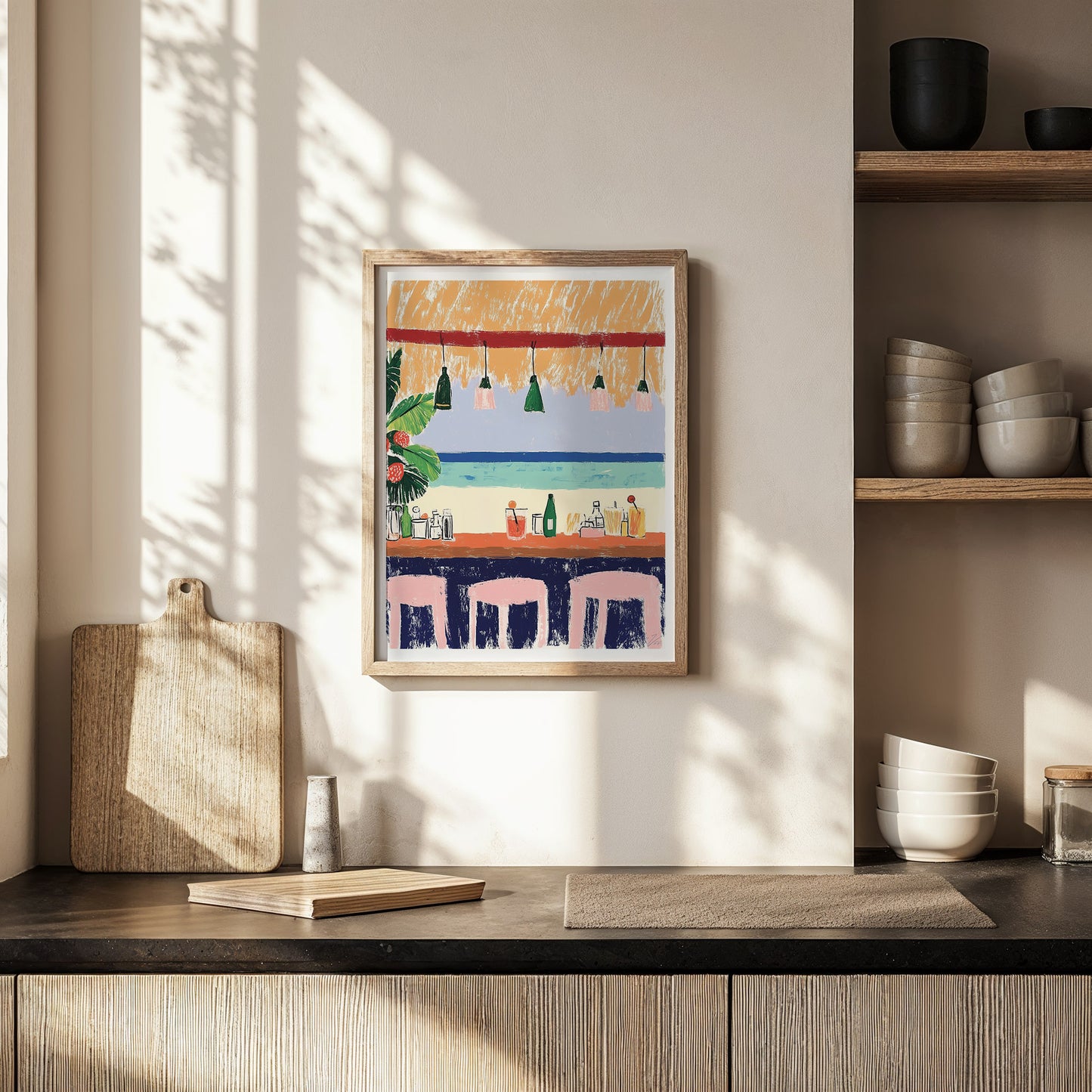 Beach Bar Wall Art – Tropical Coastal Drink Stand Print