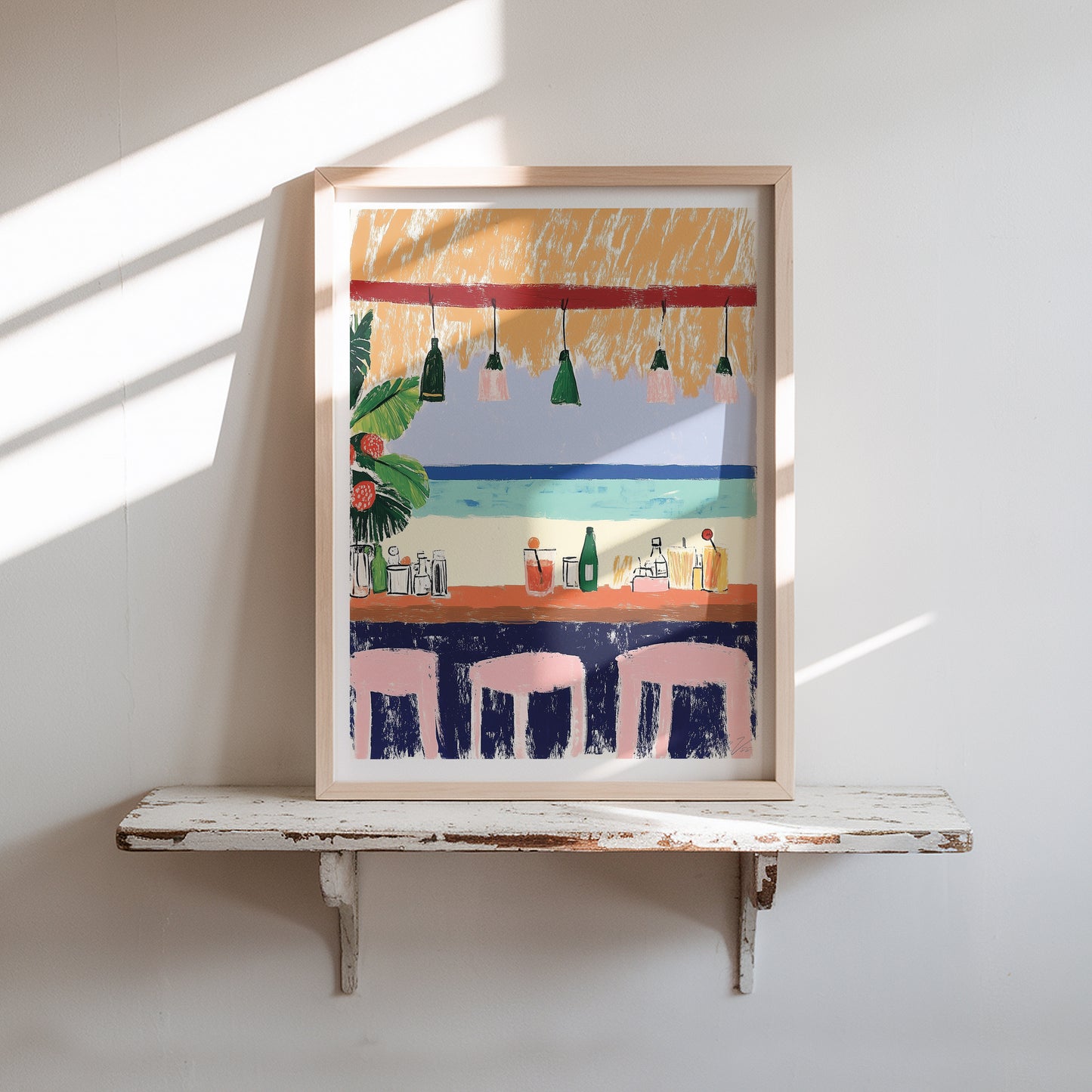 Beach Bar Wall Art – Tropical Coastal Drink Stand Print