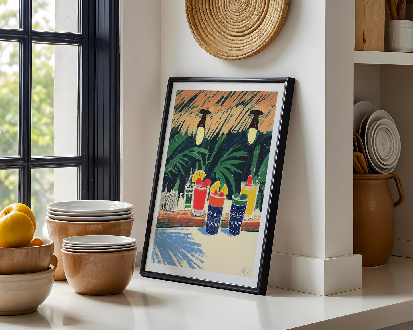 Tropical Cocktail Art Print – Tiki Bar Drink Illustration Festive Summer Vibe