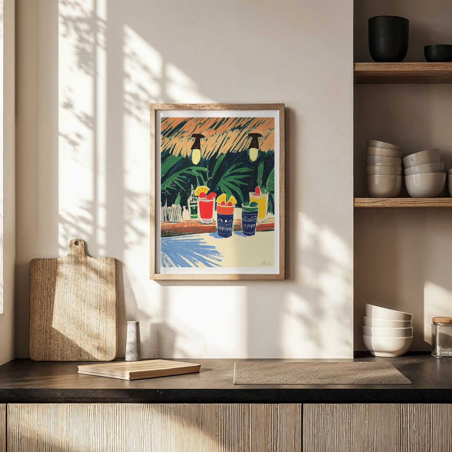 Tropical Cocktail Art Print – Tiki Bar Drink Illustration Festive Summer Vibe